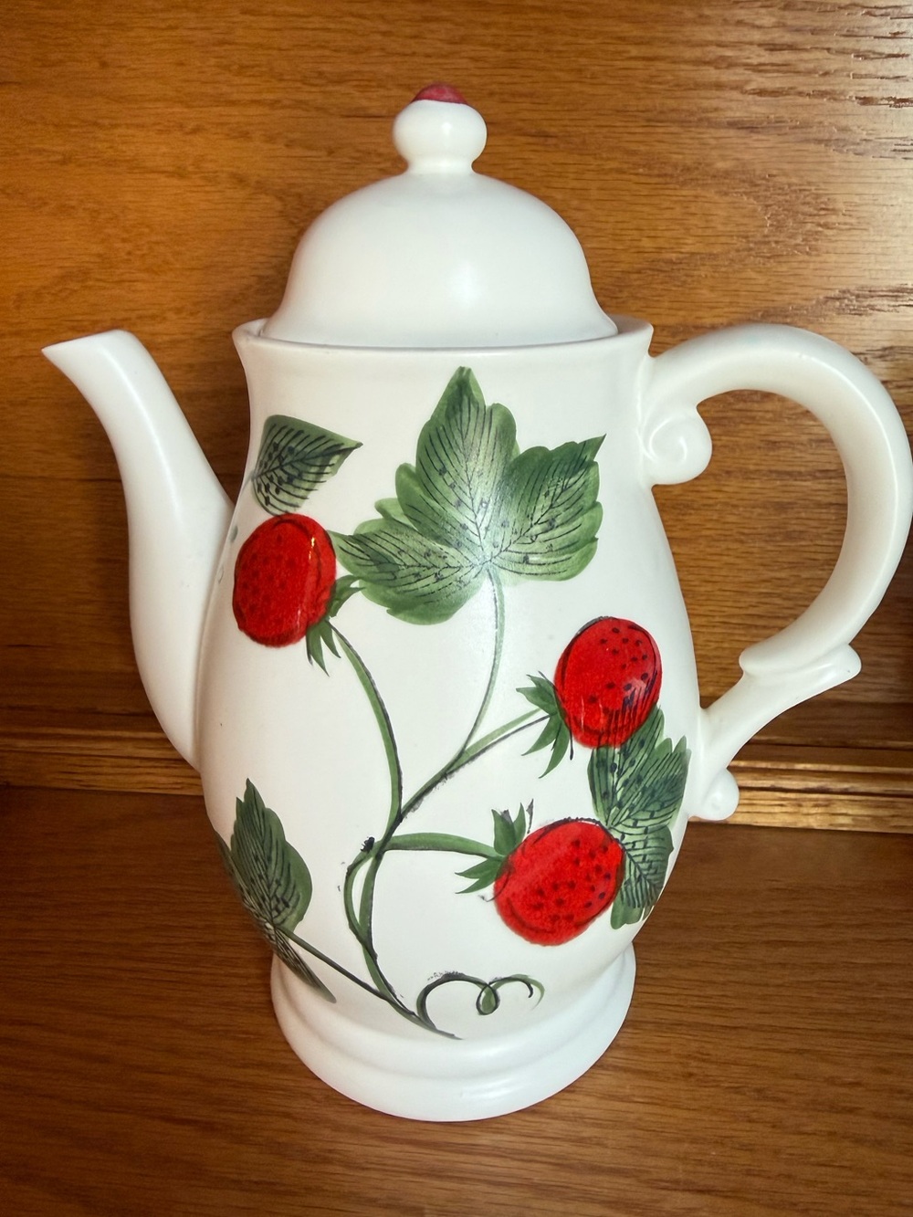 Vintage White Ceramic Strawberry Teapot